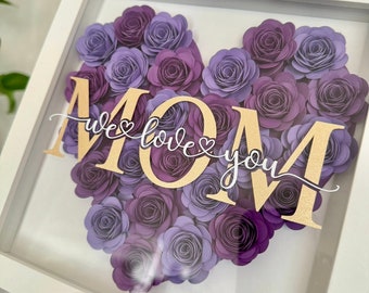 Personalized Mother's Day Gift , gifts for MOM, gifts for GRANDMA, Mothers day , heart Paper roses shadow box for mama, Mother’s Day