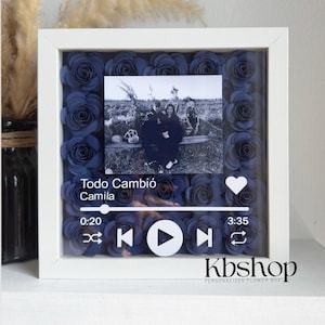 Personalized Song Plaque - Paper Flower Shadow Box, Custom Anniversary Gift