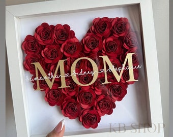 Personalized Mother's Day Gift , gifts for MOM, gifts for GRANDMA, Mothers day , heart Paper roses shadow box for mama, Mother’s Day