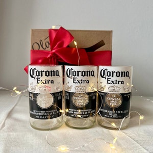 Corona Beer Bottle Cut Glasses -- (10oz) smooth edge - Upcycled Beer Bottle - corona glasses Father’s Day gifts - Christmas gifts for him
