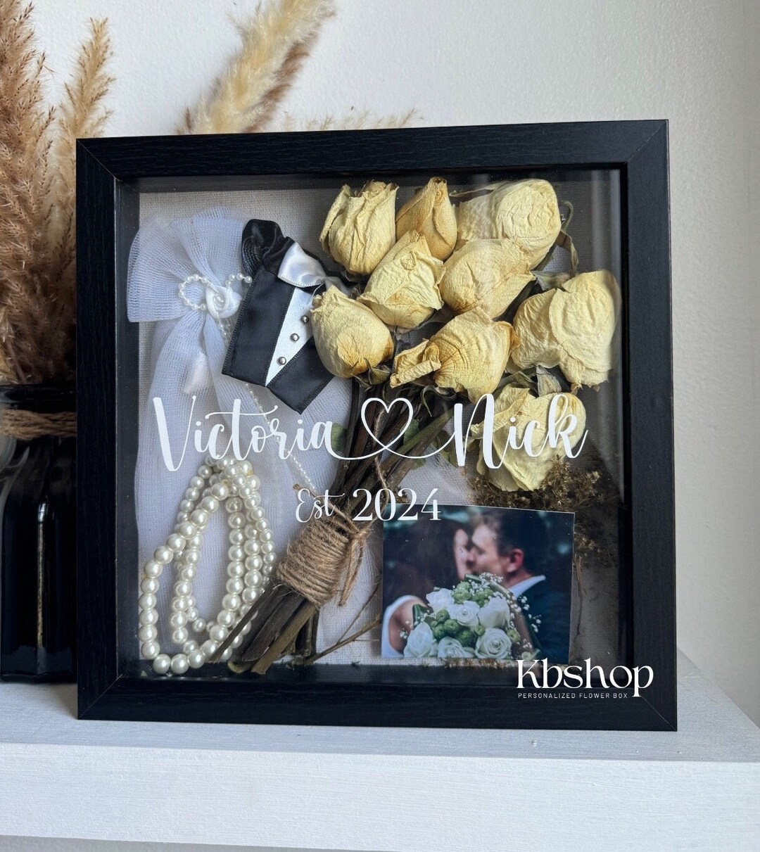 Personalized Wedding Day Keepsake Shadowbox Gift With Couples Name and ...