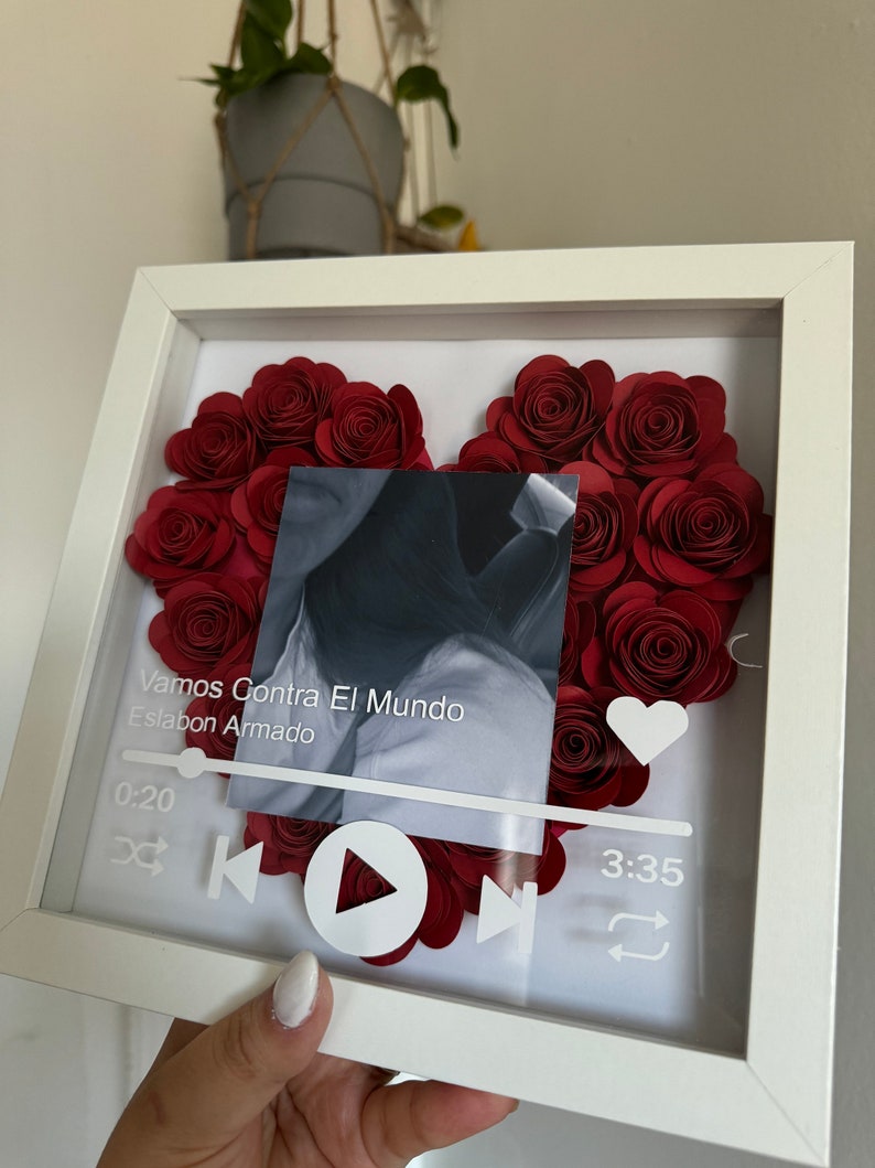 Custom Song Name Shadow Box – Paper Flower Anniversary Gift - Etsy