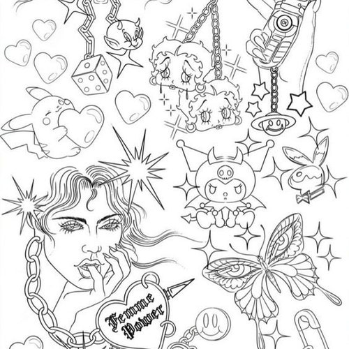 Premade Tattoo Stencils Ready to Use Tattoo Stencils Tattoo Etsy
