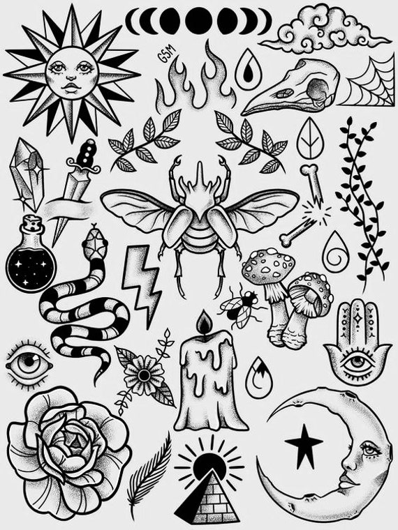 Pre-made Tattoo Stencils, Ready to Use Tattoo Stencils, Tattoo Stencils,  Stencil Paper Pre-made Tattoo Stencils 