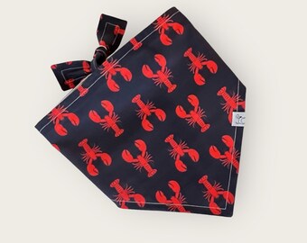 LOBSTER TIME Dog Bandana crab lobster beach nautical ocean lake dog bandana red blue