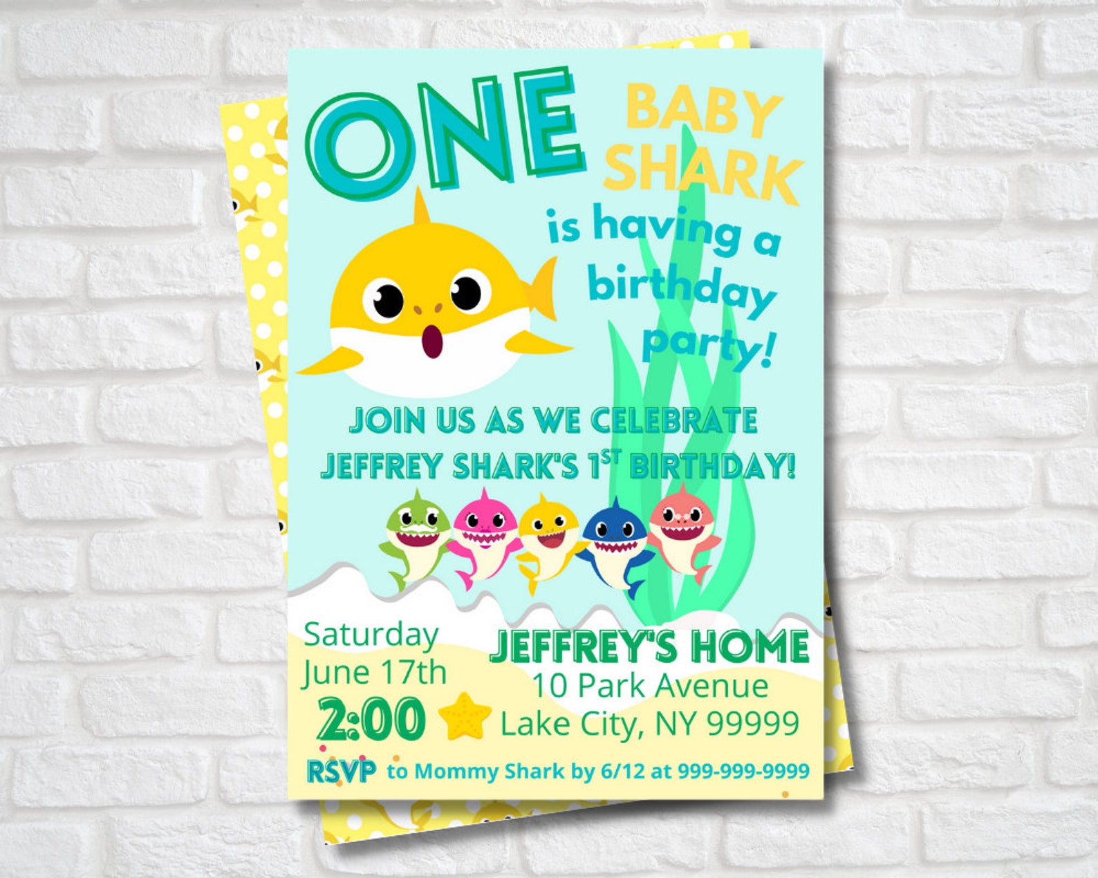 Baby Shark Birthday Invitation Printable Invitation Baby Etsy