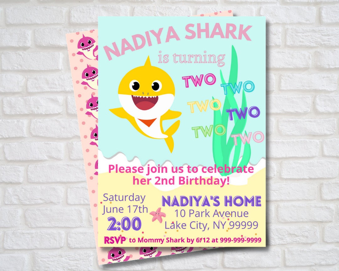 Baby Shark Birthday Invitation Printable Invitation Baby Shark 2nd