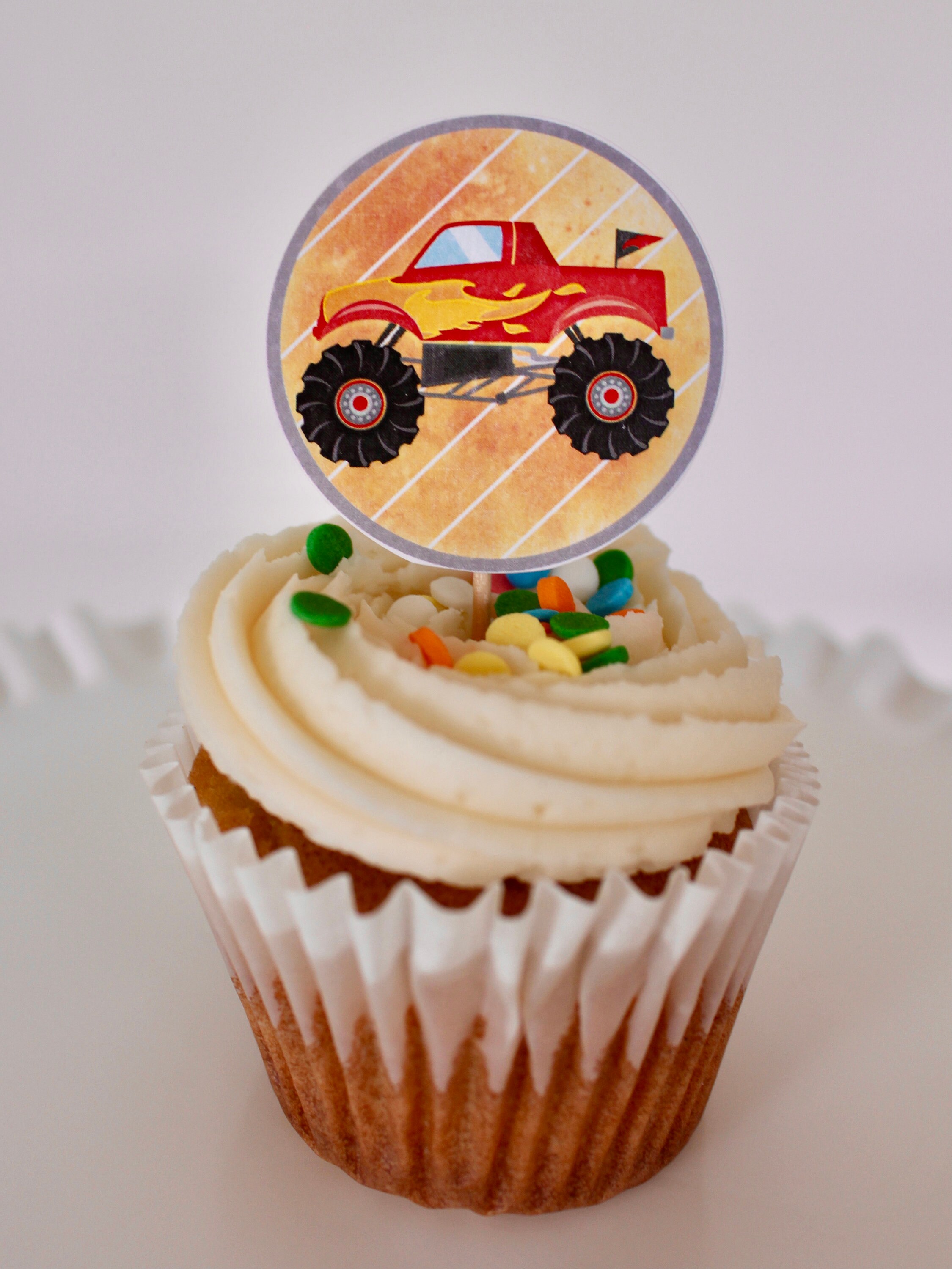Monster Truck Cupcake Toppers Printable Cupcake Tags Tire Cupcake Tags