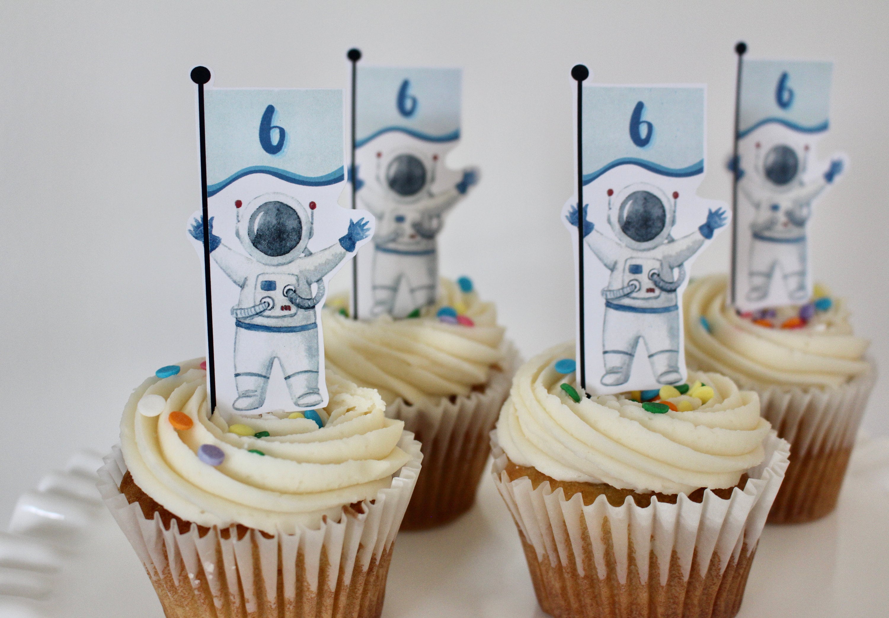 Astronaut Cupcake Toppers Outer Space Cupcake Toppers Etsy España