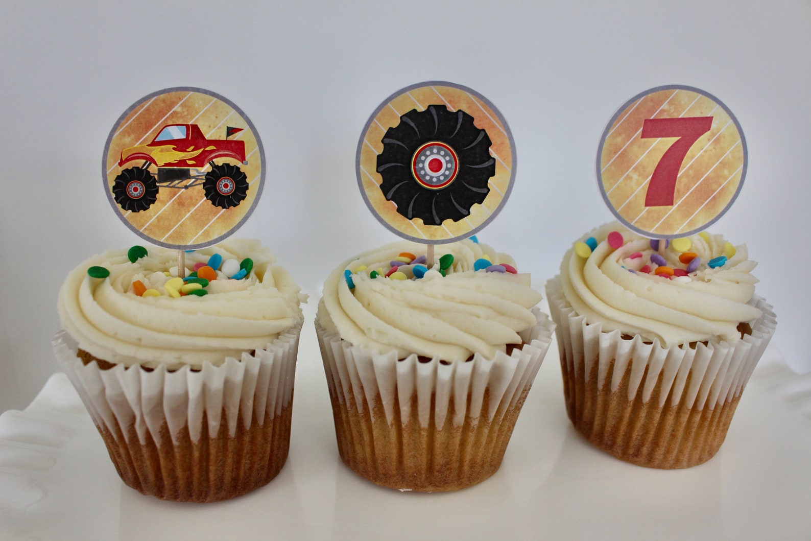 Monster Truck Cupcake Toppers Printable Cupcake Tags Tire Cupcake Tags