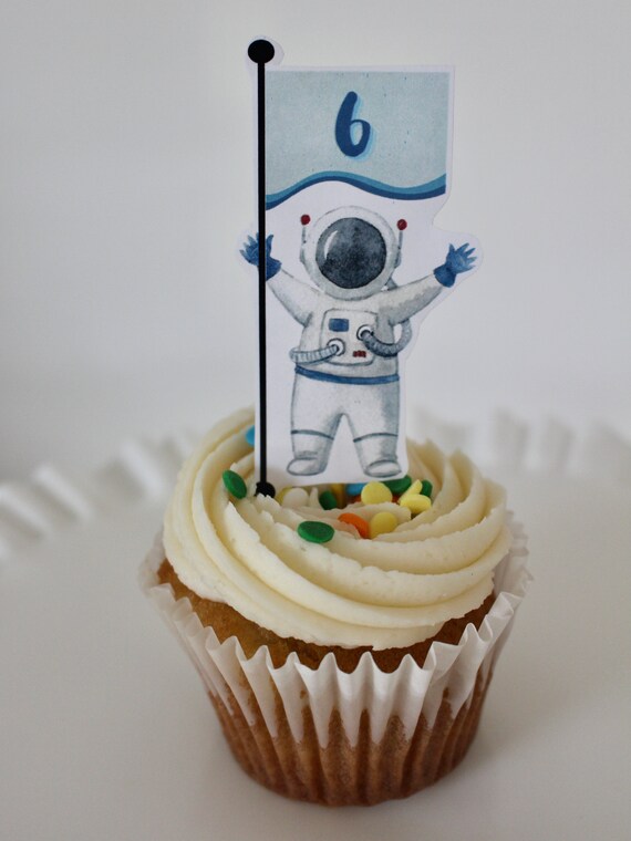 Astronaut Cupcake Toppers Outer Space Cupcake Toppers - Etsy