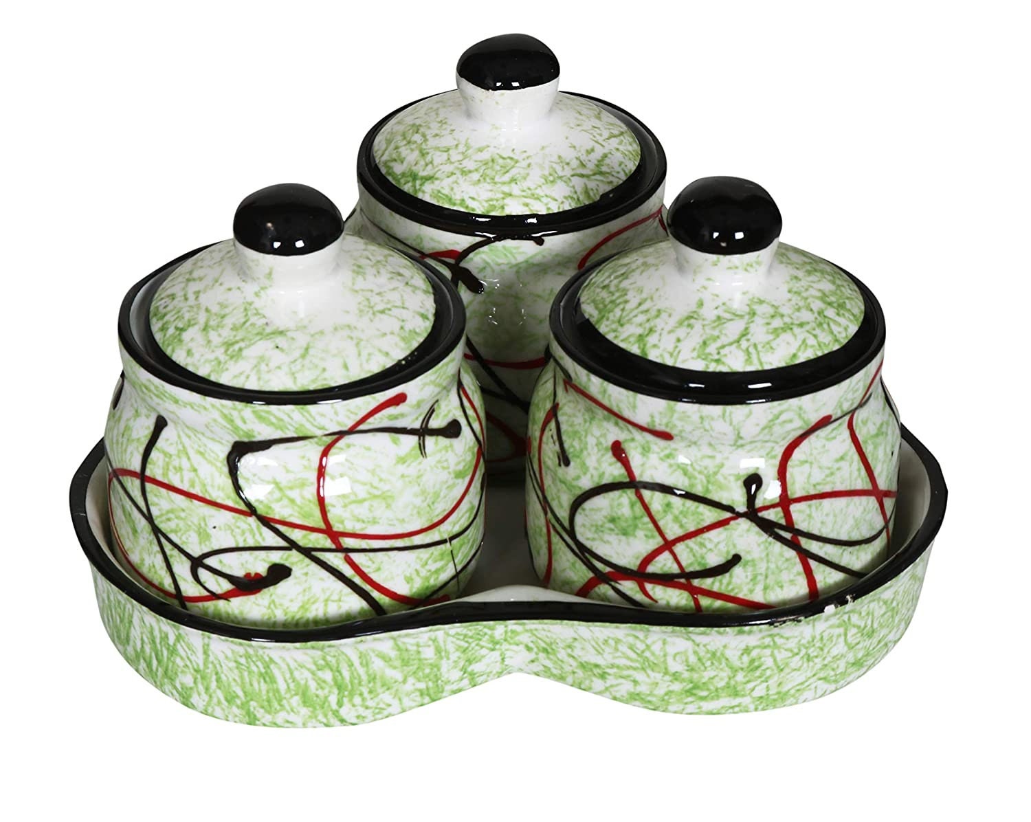 Ceramic Food Storage Container with Lid And Tray Set of 3 Etsy