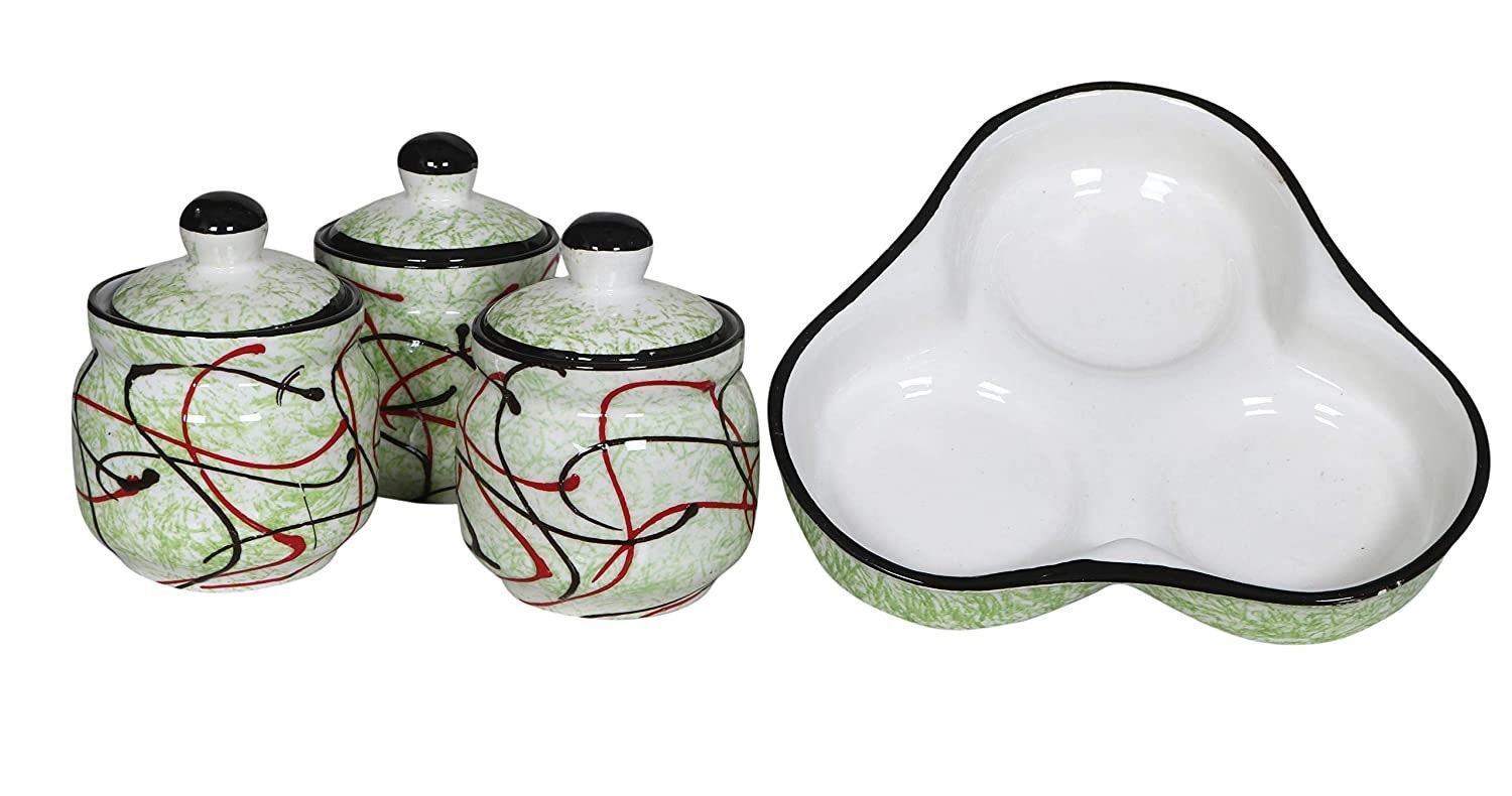 Ceramic Food Storage Container with Lid And Tray Set of 3 Etsy