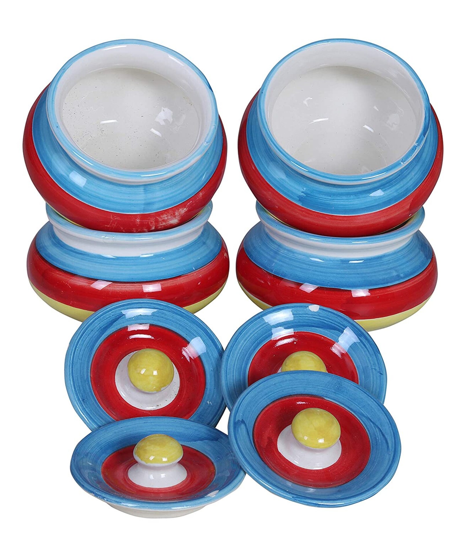 Ceramic Food Storage Container Dahi Handi with lid Set of 4 Etsy