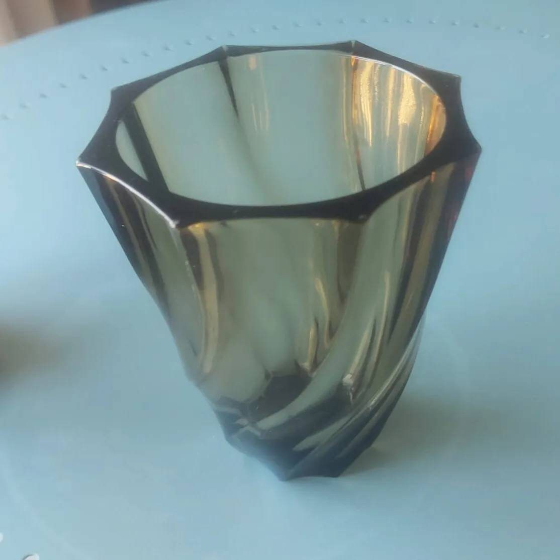 Vase Luminarc, Verre Fumé Tourné, Année 1970