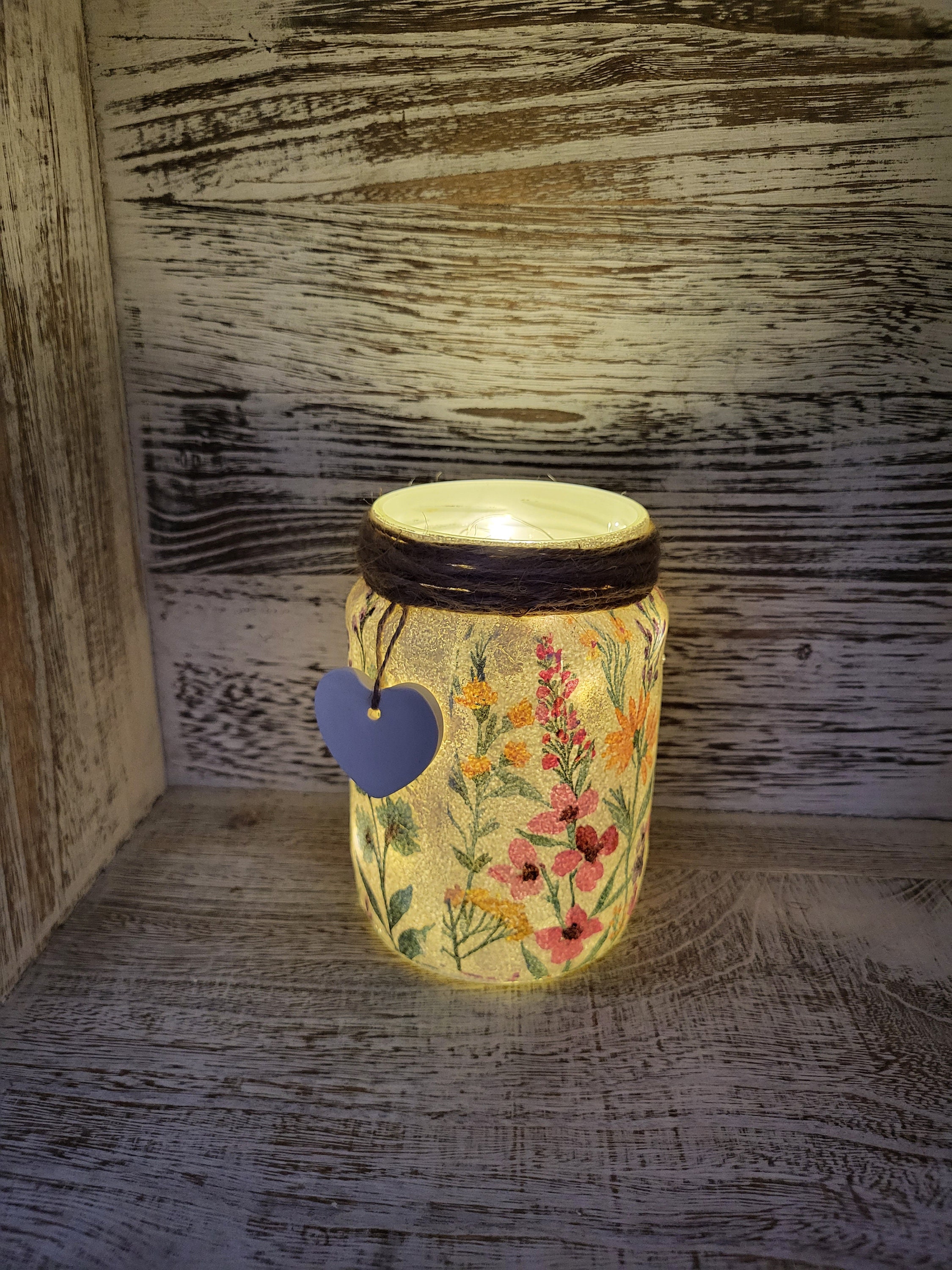 Decoupage Wildflower Lantern Light Jar Flowers Gifts Etsy UK