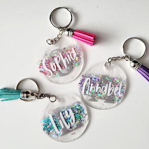 Personalised Keychains, Keyrings, accessories, Acrylic, Teacher, friend, Personalised gifts, glitter, name keychain, Glitter, keepsake