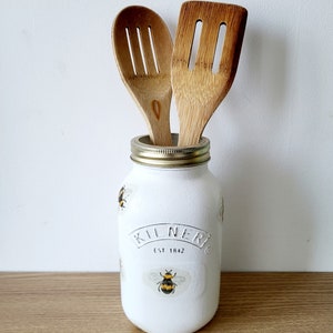 Upcycled Bee Kilner Storage Jar - Decoupage - Bees - Recycled Jars - Storage - Utensil Jar - Flower Jar - Rustic - Kilner