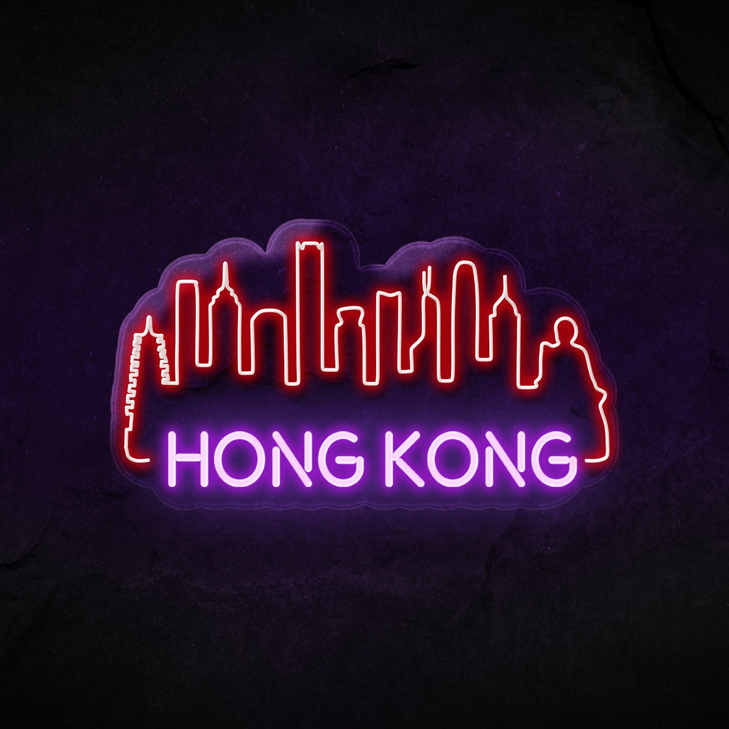 Hong Kong Neon Sign Custom Neon Sign Hong Kong Décor City Etsy