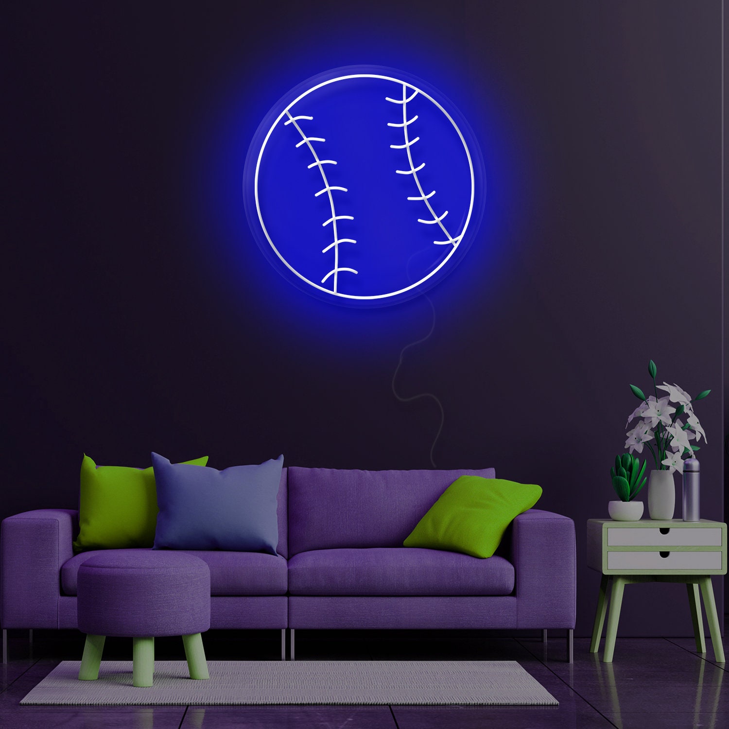 Baseball Neon Sign Baseball Decoration Neon Sign Bedroom Etsy