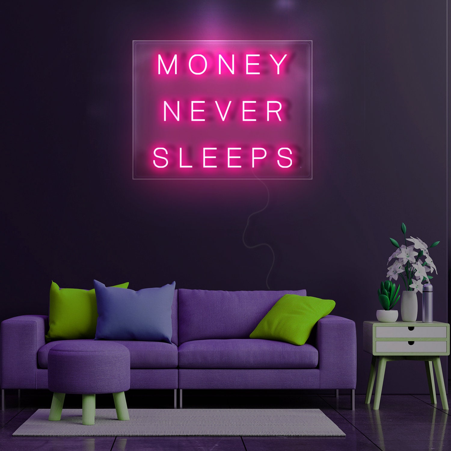 Money Never Sleeps Custom Neon Sign Led Neon Light | Etsy