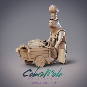 モルモット海賊料理人ヌルマ、カピバラ魚屋 - CobraMode | ミニチュア | ウォーゲーム | ロールプレイングゲーム | 32 mm | 54 mm | カート | シェフ