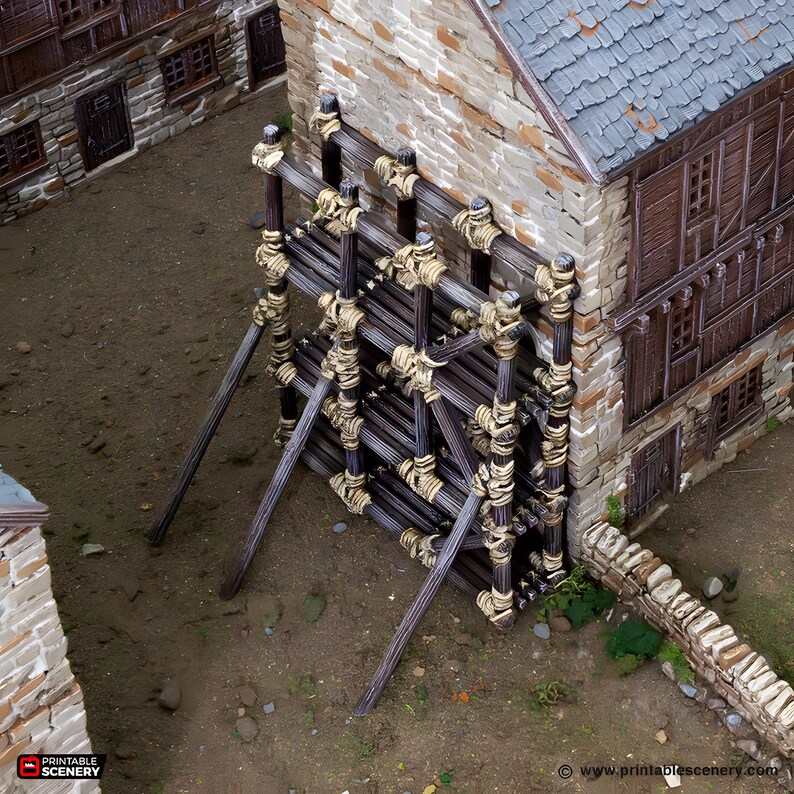 Wooden Scaffold. King and Country, 15mm, 28mm, 32mm - Printable Scenery | 28mm and 32mm | Wargaming | DnD | Tabletop Roleplaying