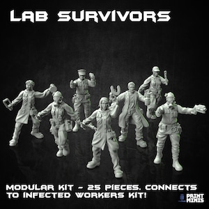 Lab Survivors - Print Minis | Sci Fi SCP | Corporate | Outbreak in the Lab | Zombie | Fungus Soldier | Tech | Researcher