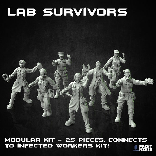 Lab Survivors - Impression Minis | SCP de science-fiction | Entreprise | épidémie dans le laboratoire | zombie | Soldat champignon | Technologie | Chercheur