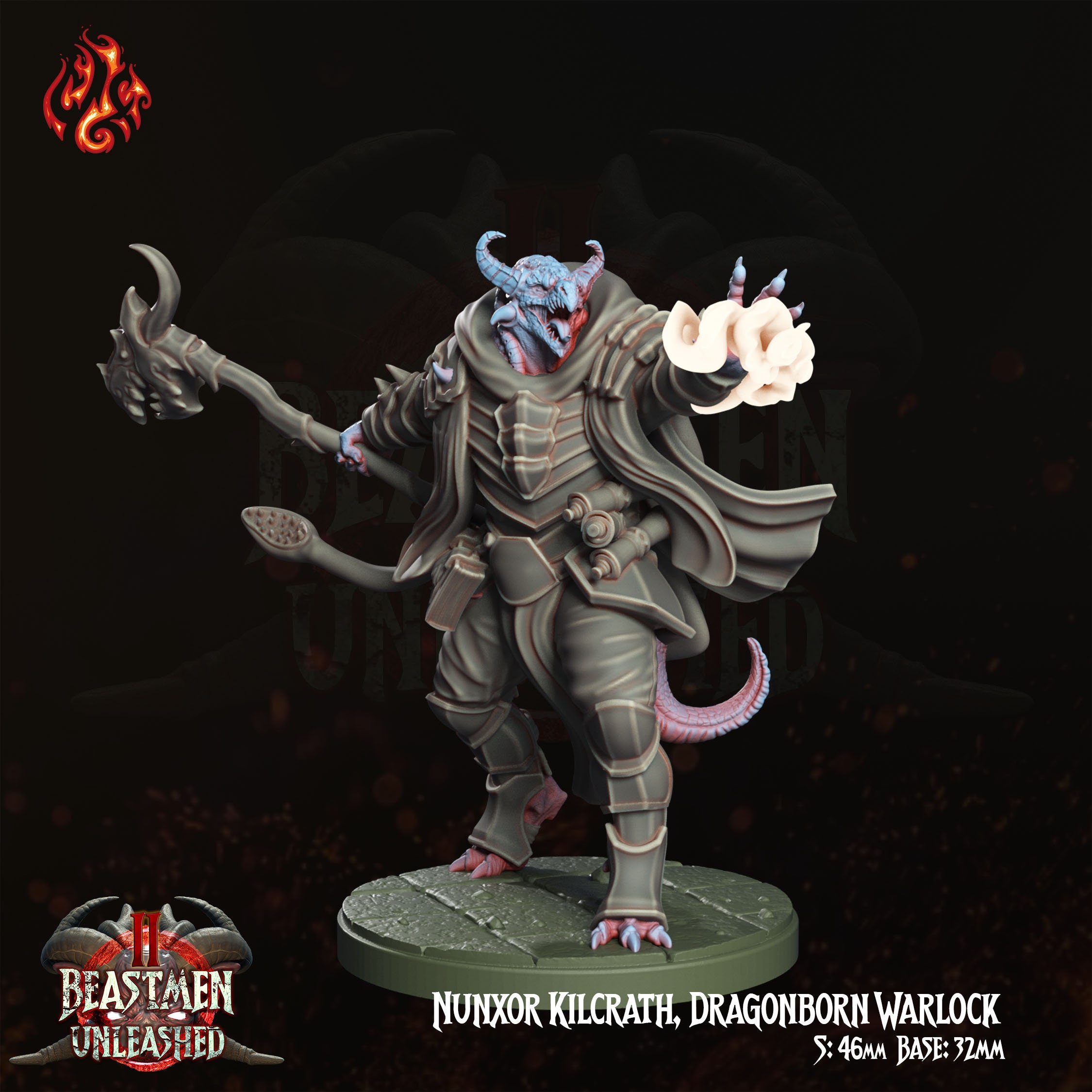 Nunxor Kilcrath, Dragonborn Warlock - Crippled God Foundry - 32mm |  Dragonfolk | Lizardman | Sorcerer - Etsy