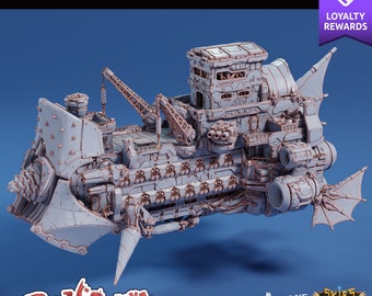 Delver Dreadnought - Arcane Minis | 32mm | Airship | Massive! | Playable Interior | 1024mm Long!