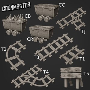 Mine Track and Carts - Goonmaster | Pet Dragons | Miniature | D&D | Wargaming | Roleplaying Games | 32mm
