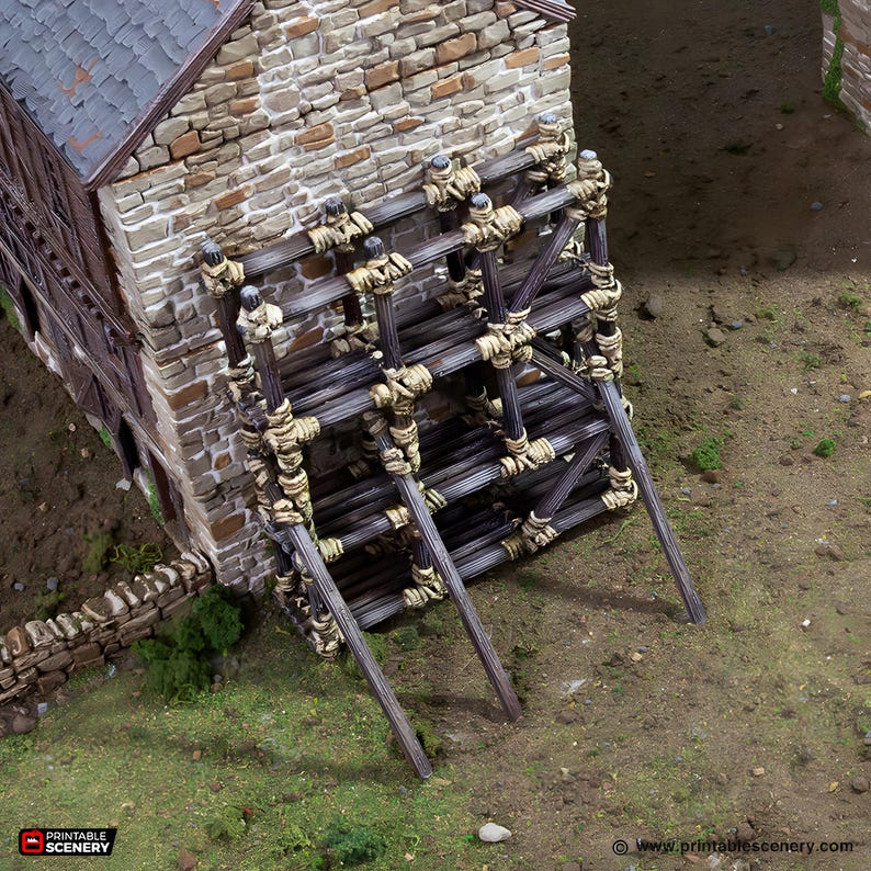 Wooden Scaffold. King and Country, 15mm, 28mm, 32mm - Printable Scenery | 28mm and 32mm | Wargaming | DnD | Tabletop Roleplaying