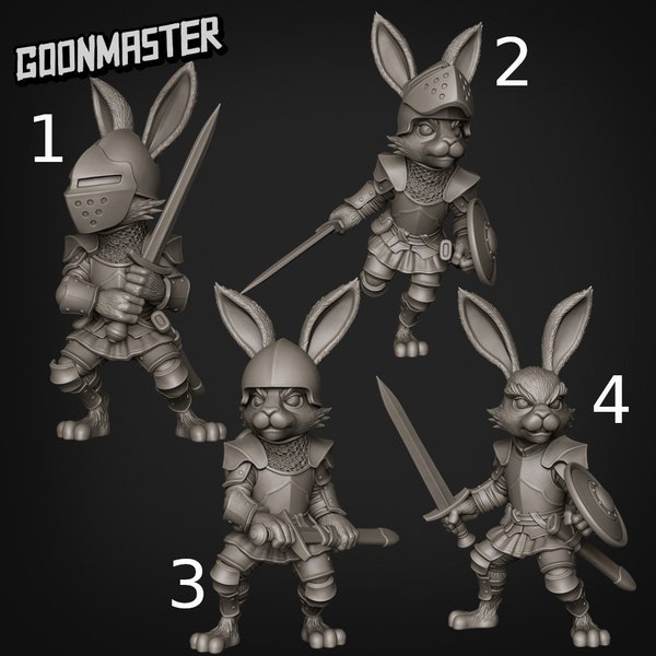 Rabbit Knight - Goonmaster | Bunny Brigade Miniature | Wargaming | Roleplaying Games | 32mm | Soldier | Mercenary