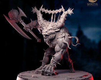Sin Charger. Minotaur Warrior - Goetia Miniatures | 28mm and 32mm | Wargaming | DnD | Tabletop Roleplaying