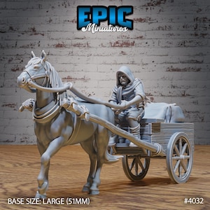 村の荷馬車の運転手 - Epic Miniatures | 32 mm | フェスティバル ビレッジ | 商人 | カート | 農夫 | 馬