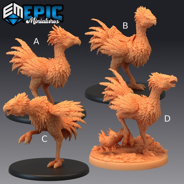 Terror Bird - Epic Miniatures | 32mm | chocobo | Raptot | Feathered Dinosaur | Mount