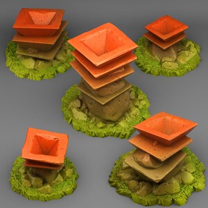 Asian Celebration Stones Scatter Terrain - Fantastic Plants and Rocks | 28mm and 32mm | Wargaming | DnD | Tabletop Roleplaying