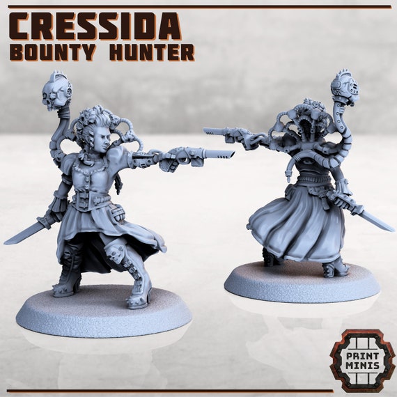 Cressida, Bounty Hunter - Print Minis | 28mm and 32mm | Wargaming