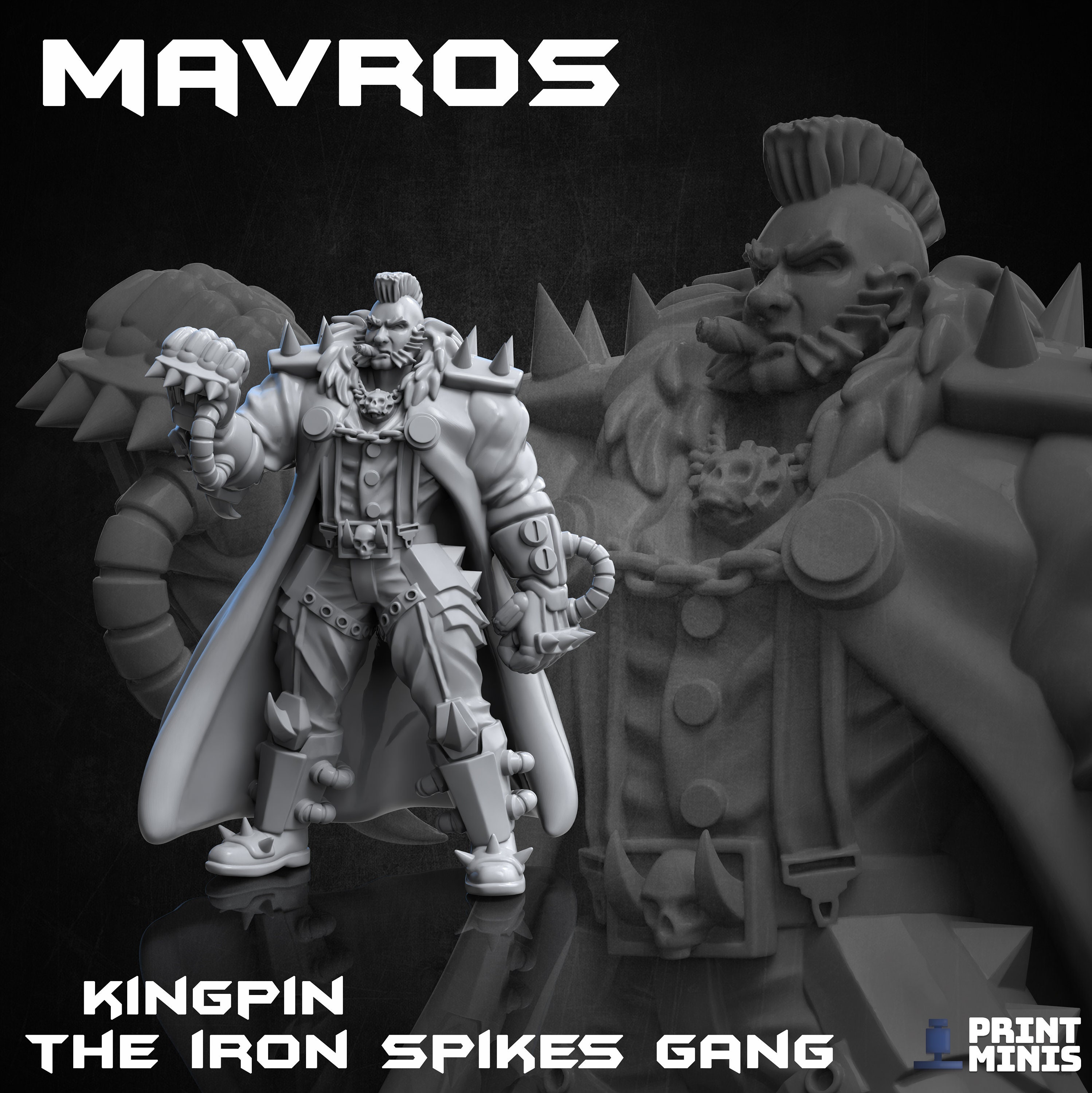Mavros, Kingpin of the Iron Spikes Gang Print Minis Sci Fi Captain  Cyberpunk Gangleader 