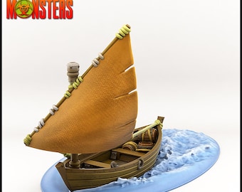Sail Boat Terrain. Kraken Wreckage - Print Your Monsters | 28mm and 32mm | Wargaming | DnD | Tabletop Roleplaying