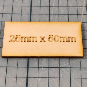 Miniature Bases - 25x50mm Rectangle, 3mm thick Plywood