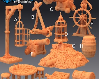 Pirate Ship and Island Props - Epic Miniatures