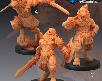 Tabaxi Lion Warrior - Epic Miniatures | 28mm and 32mm | Wargaming | DnD | Tabletop Roleplaying