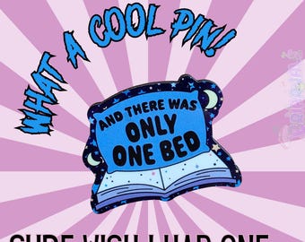 Only One Bed Trope Pin – Cute Wooden Romance Bookish Brooch – Spicy Reader Gift for Tropes Lovers