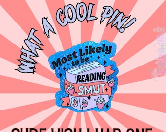Spicy Book Lover Pin – Cute Smut Reading Wooden Brooch – Bookish Accessory for Readers
