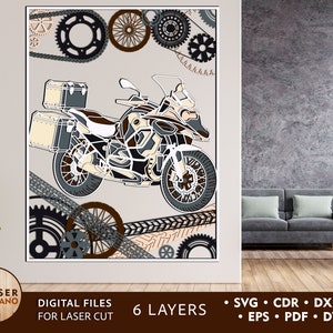 BMW Laser Cut MOTORCYCLE File for Glowforge Svg Multi Layer Laser File & Motorbike Cnc, Motor Bike Moto Laser Cutting, cuttable file  | #375
