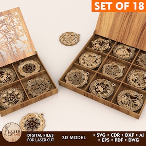 Kerstversieringen lasergesneden bestandendoos en lasergesneden project, kerst Glowforge-bestanden en kerst Dxf, kerst Svg Laser Craft | #522