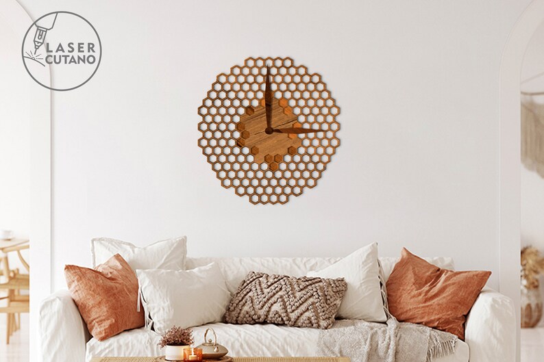 Wall Clock Laser Cut File Pdf Svg Cnc File and Clock Glowforge File, Watch Laser File & Clock Svg for Laser, Clock Dxf File Wall Art