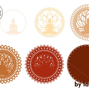 BUDDHA Mandala Laser Cut Files Layered Svg Templates and Wall Laser Cut, Glowforge Files Svg & Cnc Files for Wood Router, layered svg | #474 image 10